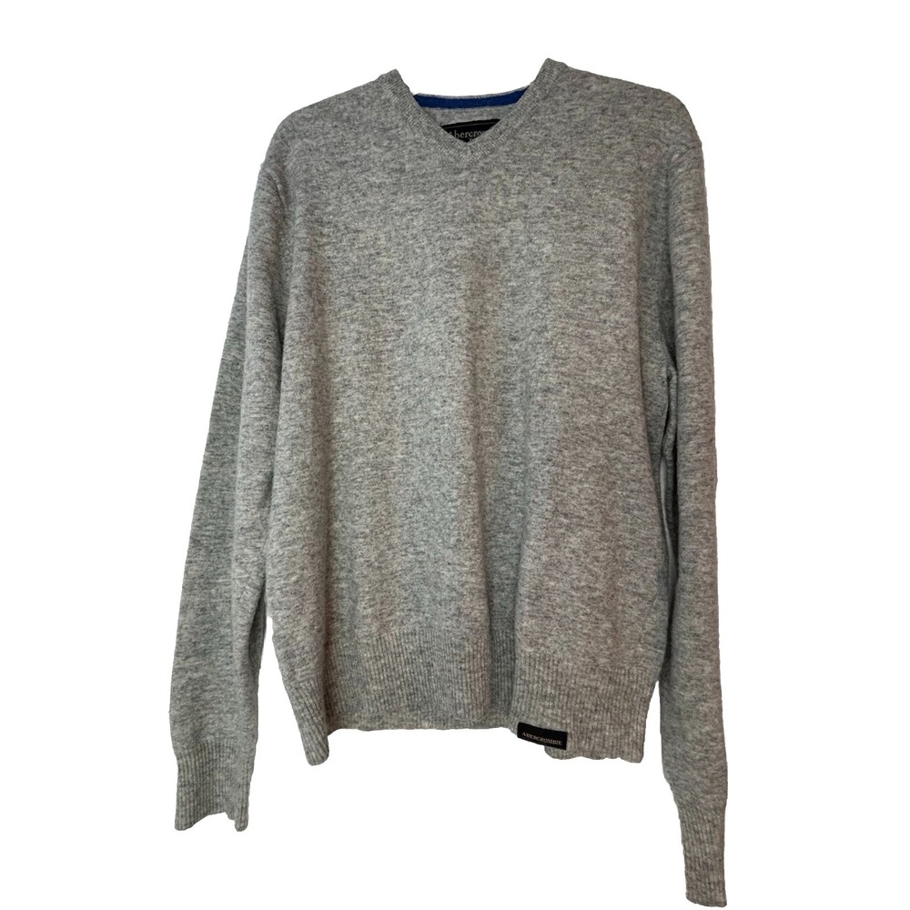 Abercrombie & Fitch Sweater Gray V Neck Lambs Wool‎ Blend Men XL